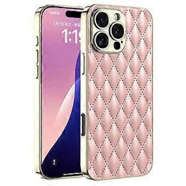 GKK Til iPhone 16 Pro Cover Rhombus Præget PU+TPU+PC Telefon Shell Elektropletteret Kant (Style B)