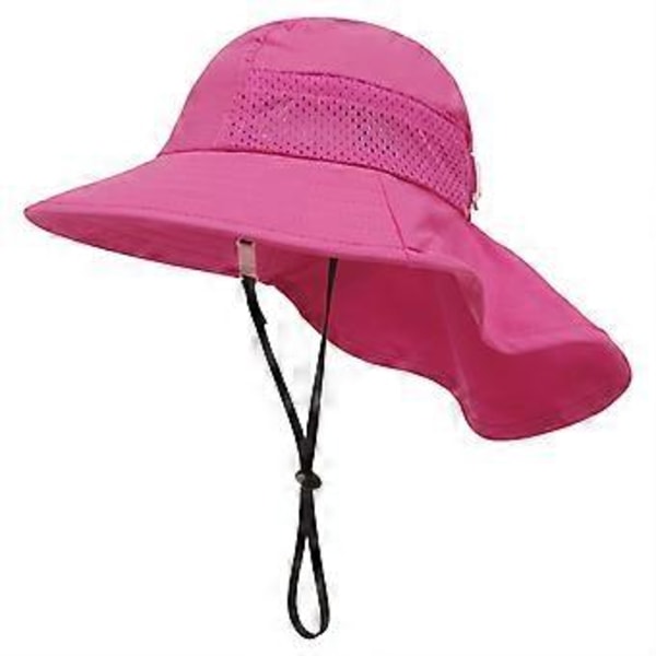Børnehat Åndbar Solhat Unisex Babyhat Sommer Rejse Strandkasket Justerbar Børnekasket til 2-6 År Børn (Roserød)
