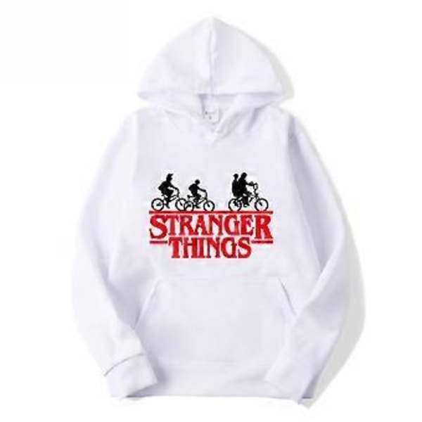 Stranger Things -teemainen nuorten ja miesten huppari pitkillä hihoilla, huppu, pusero, yläosa 1 (2XL valkoinen)