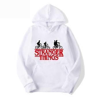 Stranger Things Tema Tenåringer Menn Hettegensere Lang Ermet Hettegenser Pullover Topper 1(XL Hvit)