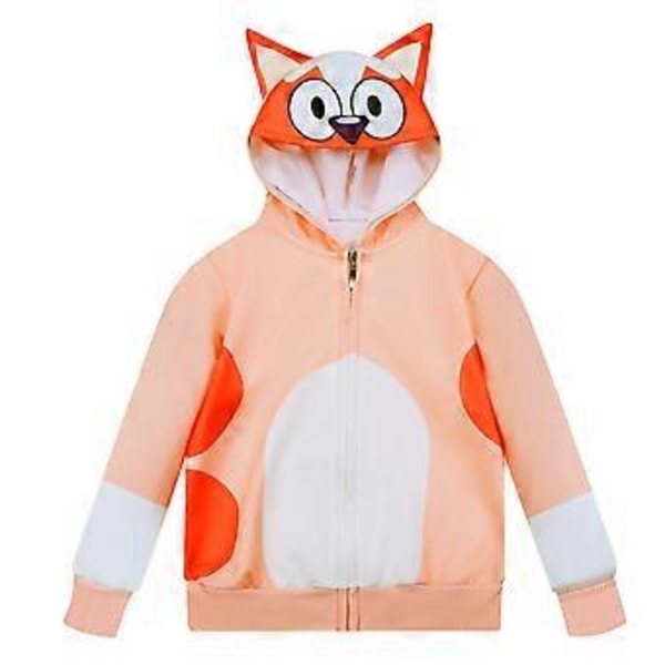 Barn Hoodie med Bluey Cartoon Tryck för Pojkar och Flickor - Casual Hoodie Jacka med Blixtlås och Huva (5-6 År Gul)