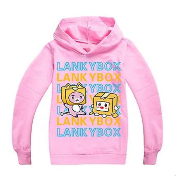Barn Pojkar Flickor Lankybox Söt Tryckt Hoodies Ungdomar Casual Pullover Jumper Huvad Tröja Toppar Julgåvor För 7-14år 7-8 År Rosa