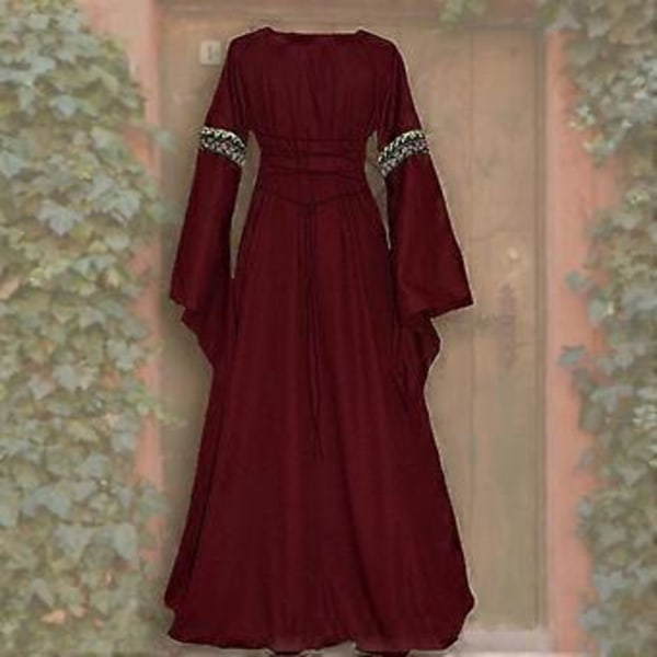 Kvinner Middelalder Retro Hoff Prinsesse Cosplay Kostyme Lang Kjole Elegant Heks (2XL Mørk blå)