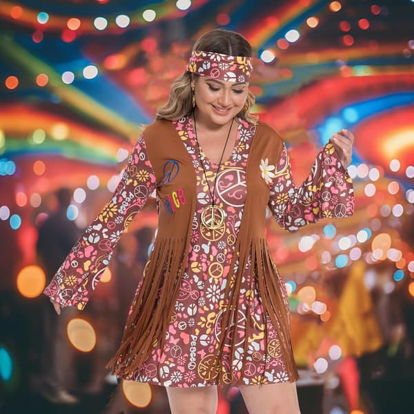cuteDIY Plus Size Hippie Kostym Damkläder L