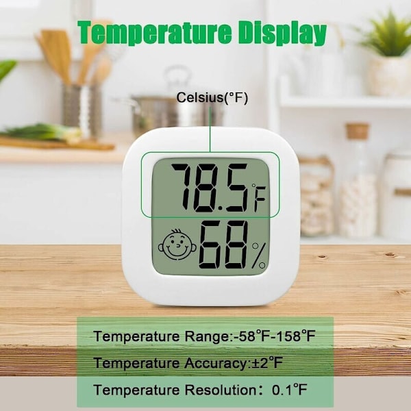 5 stk. Mini bærbar LCD-termometer Indendørs temperaturfugtighed Di