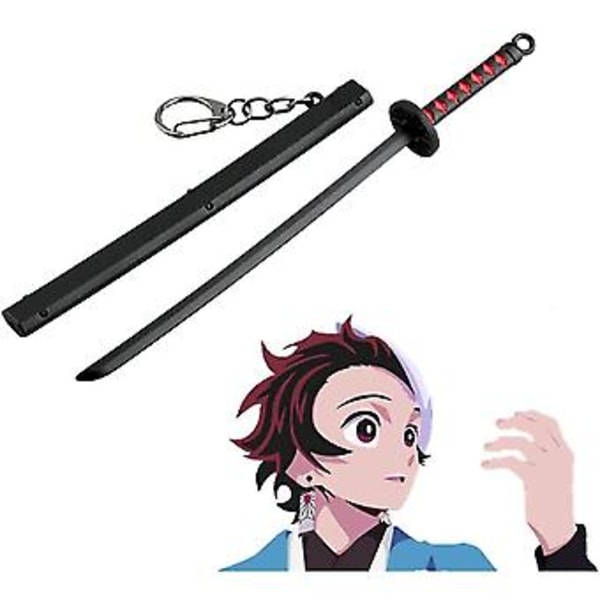 Demon Slayer Anime Svärd Nyckelring Mini Katana Nyckelringar Anime Nyckelring Cosplay Hänge Present-r (Svart)
