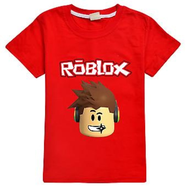 Barn Roblox Spill Trykte Skjorter Tenåringer Mote Korte Ermer T-skjorte Casual Rundhals Tee Topper (11-12 År Rød)