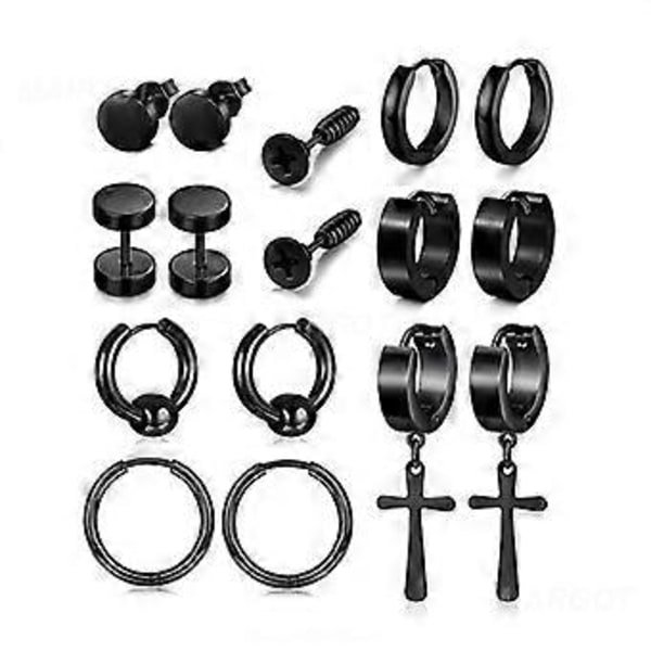 8 Par Fashionable Øreringe i Rustfrit Stål Retro Kvinder Mænd Gothic Rustfrit Stål Stud Øreringe Punk Unisex Øreringe Sæt Gaver ( )