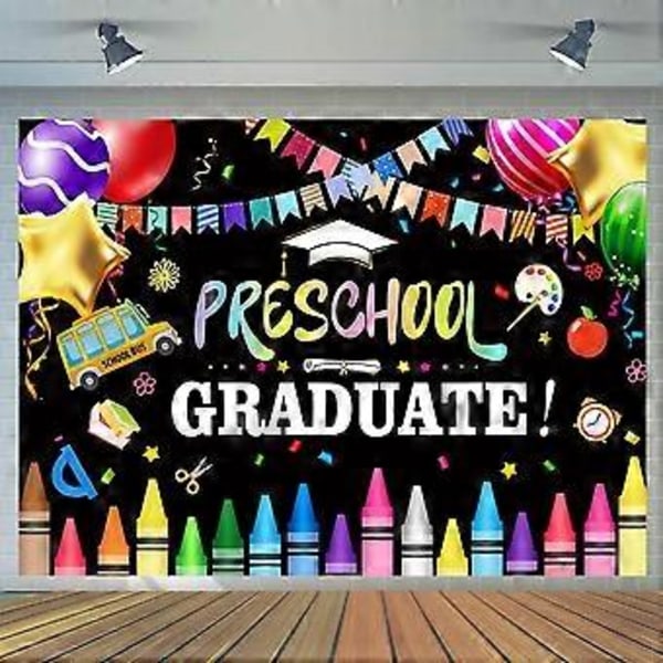 Heyone 7x5ft Forhagebakgrunn for førskoleutdanning, barnehage, Pre K Gratulerer med eksamen, eksamen, gratulasjoner, skolebakgrunn, promfestdekorasjon, banner, studio