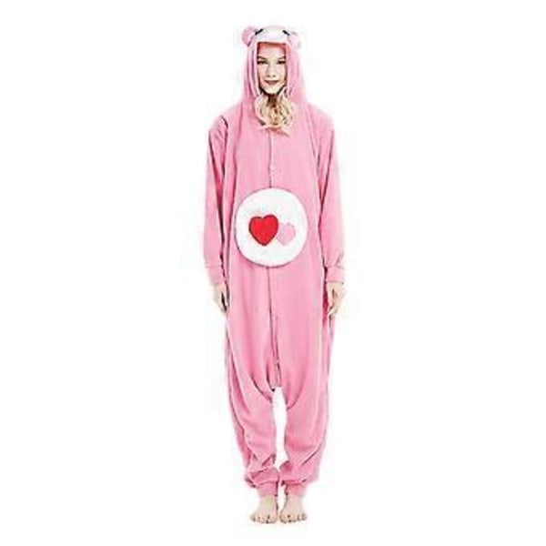 Vuxen Björn Onesie Pyjamas Cosplay Djur Hemmakläder Sovkläder Jumpsuit Kostym För Kvinnor Män (M Rosaröd)