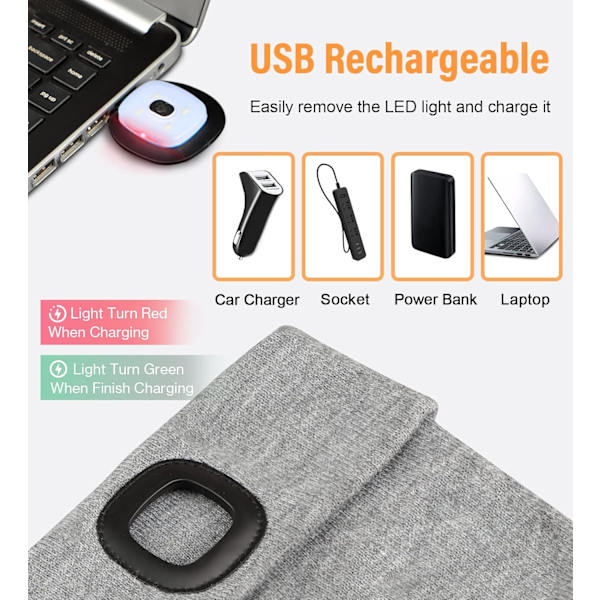 (1 pakkaus, punainen) Päivitetty LED-pipohattu USB-ladattavalla LED-hatulla