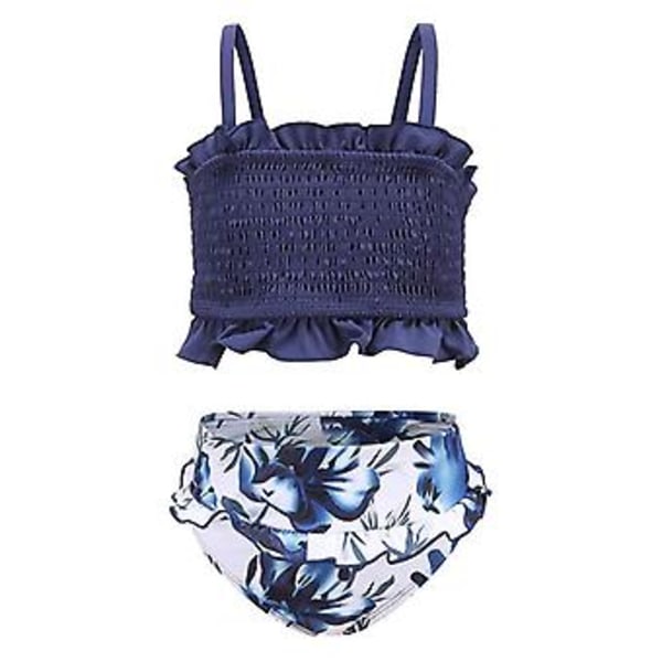 Flickor badkläder delad dräkt snygg bikini badkläder tvådelad S?100cm? Purpurblå