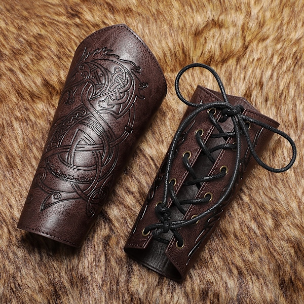 Keskiaikainen Vintage-tyyliinen Reliefillä Koristeltu Rannevarsivarustus Ritarivarsivarustus Rannekoru Cosplay-asu Koru Halloween