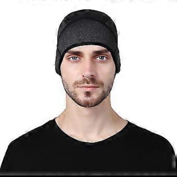 Varm Vintermössa för Vuxna, Skull Cap, Utomhuscykling, Hjälmfoder i Fleece, Öronskydd, Motorcykel- och Löparmössa, Passar Under Hjälmar (Svart)