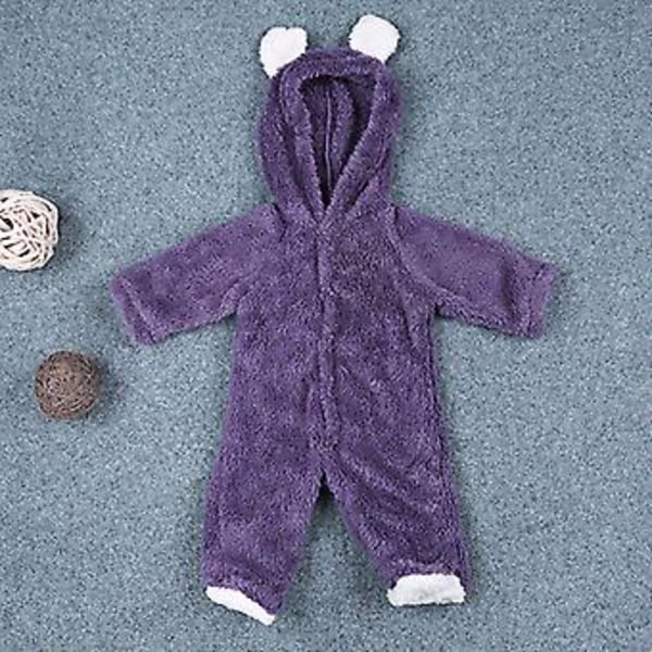 Baby Teddy Bear Vintervarm Heldekkende Romper med Fotdekk, Fleece, Hetteskjorte (0-3 Mnd)