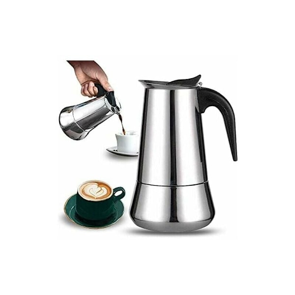 Moka Pot Kaffemaskine i Rustfrit Stål 9 Kopper Kompatibel med Alle