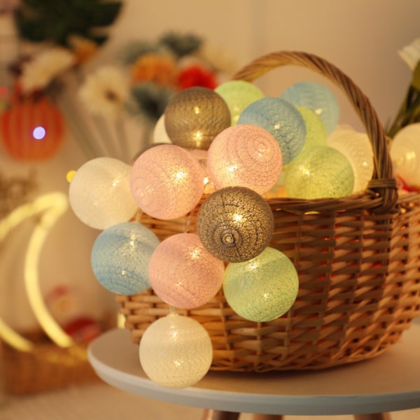 6m Cotton ball light string, indoor Christmas decoration, LED weddin