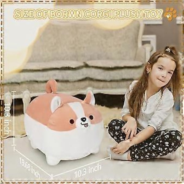 Onnekas Shiba Inu -pehmolelu - 15.7'' söpö koiran tyyny ja lelu, pehmeä anime kawaii lahja pojille ja tytöille (19.6 tuumaa tummanruskea)