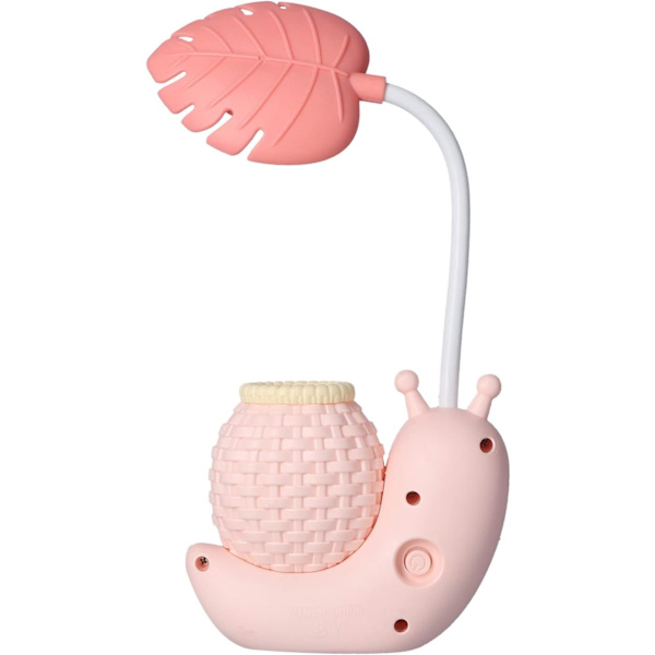 LED-skrivebordslampe med penneholder, tegneseriefigur, snegl, multifunksjonell