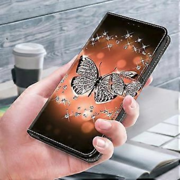Magnetiskt fodral för Samsung Galaxy A35 5G med 3D-mönstertryck i läder (Kristallfjäril)