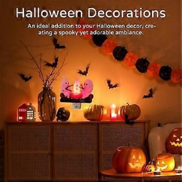 Spøkelsesleirbål Flammende Nattlys Halloween Nattlampe 3D LED Liten Falsk Leirbål Natt L