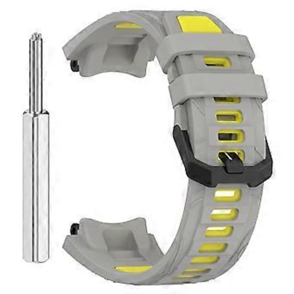 Huami Amazfit T-Rex 3 -kellon ranneke, kaksivärinen silikoninen hengittävä urheiluranneke - Harmaa+Keltainen (Harmaa+Keltainen)