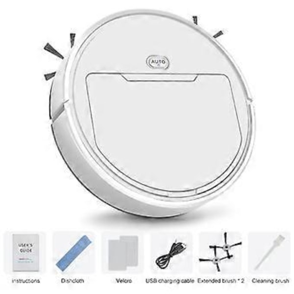 6000PA Smart Robotstøvsuger USB-lading 3-i-1 Smart Feie-Robot Spray-Mopp Gulvrensing Våt Rengjøring 1200mAH (A03)