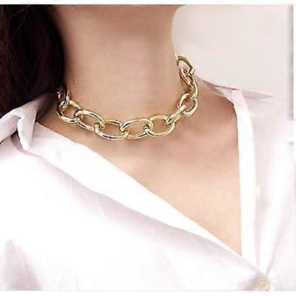 Personlighet Enkelt Överdrivet Tjockt Kedjehalsband Retro Mångsidigt Enkelt Lager Mångsidigt Halsband (B)