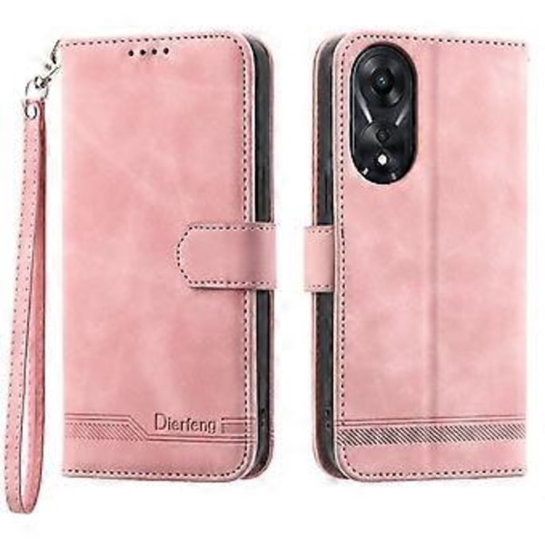 DIERFENG DF-03 til Oppo A78 5G Læder Telefon Cover Linjer Prægning Cover med Stand Wallet (Style B)