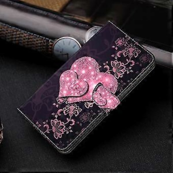 Wallet Case til Samsung Galaxy A52 4G/5G/A52s 5G, PU Læder Stand 3D Mønster Print Telefon Cover (Lace Hearts)