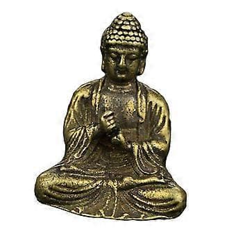 Miniature Sakyamuni statue i messing, skulptur tilbedelse Buddha ornamenter (B)