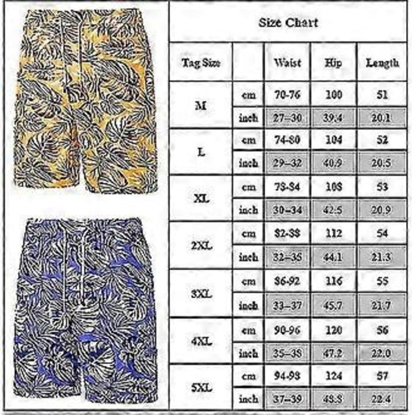 Menn Hawaii Blomstertrykte Shorts Sommer Strandferie Korte Bukser V (XL Grønn)