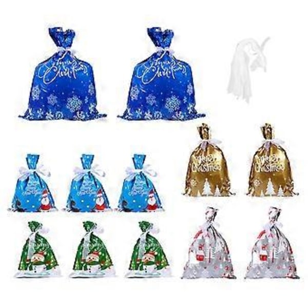 1 Set 24 st julgodispåsar Plastpresentpåsar (Slumpmässig stil)
