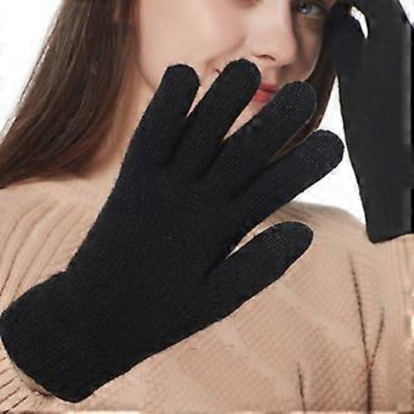 Solid Farvede Argyle Mønster Handsker Vinter Varme Fuldfingrede Touchscreen Handsker (Gul)