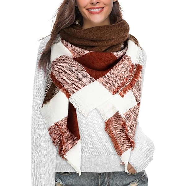 1 st. Brun Sjal Sjal Kvinna Imitation Cashmere Varm Höst Vinter