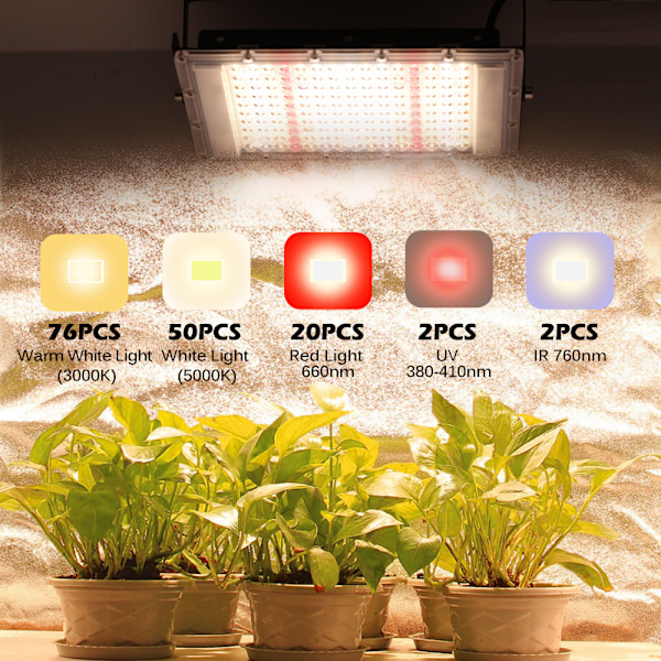 LED-växtlampor, 300W Full Spectrum Grow Lamp Växtlampor för inomhus