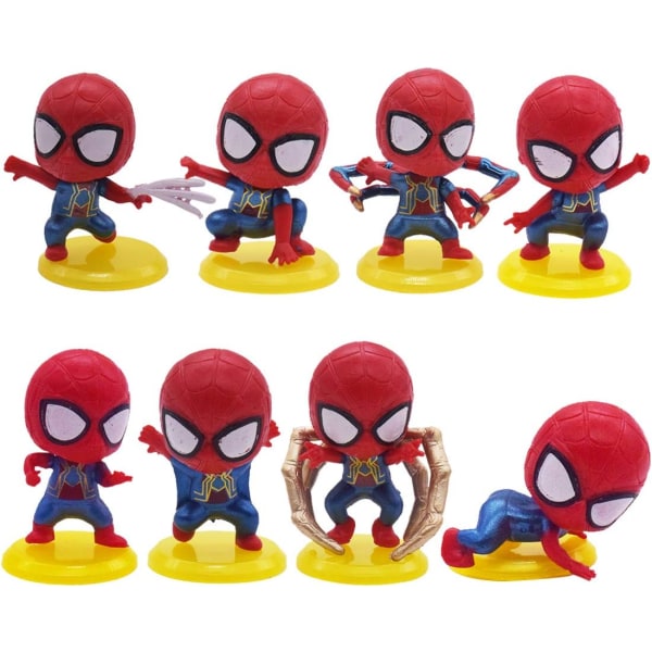Mini Doll Cake Toppers 8 bitar Mini Figure Ornament Spiderman M