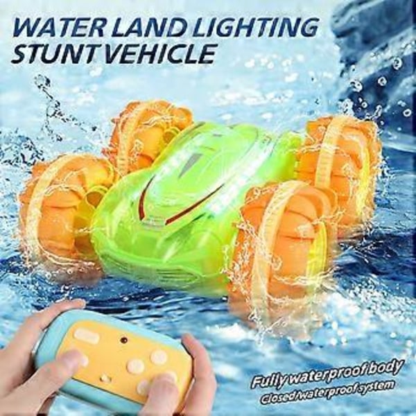 2.4G RC Stunt-auto Transparentti Valo Amfibioajoneuvo Kaksisuuntainen Stunt RC-auto Gesture Rolling Gr