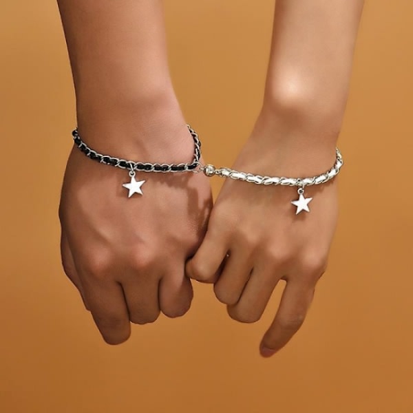 1 par matchende magnetiske armbånd stjerneformet anheng justerbar H