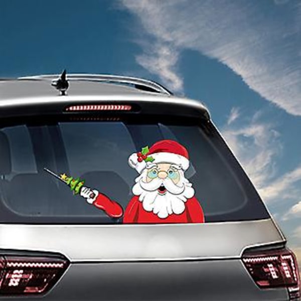 Nytårs Bagrude Vindue Visker Bilsticker Dekaler Glas til Jul (Snemand kaster snebold)