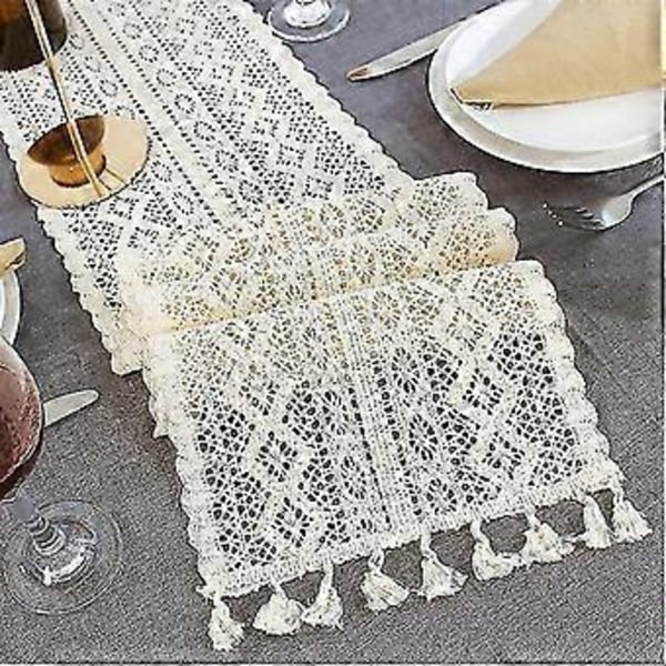 Duker 200cm romantisk hvit blonde vintage bryllup hjem dekorasjon duk løper|bordløpere hvit