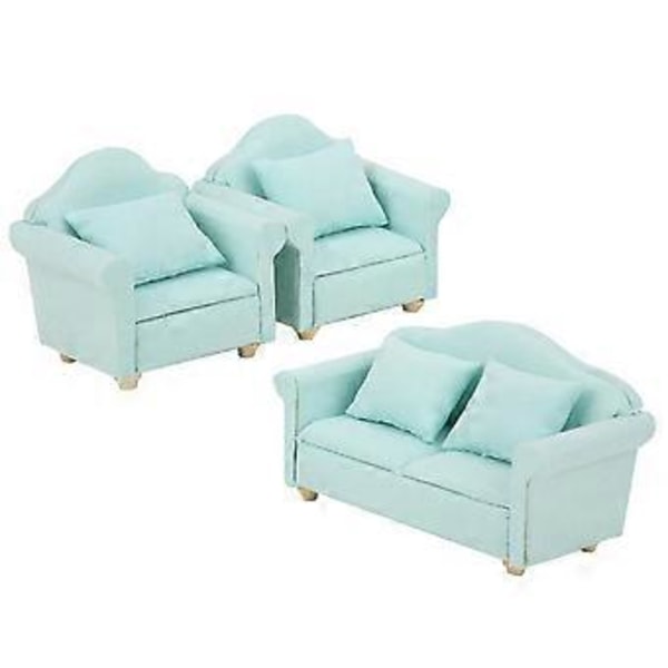 3-pack 1:12 Mini Dockhus Rutig Soffa Kudde Set Tillbehör Rum Möbel Leksak (Färgglad)