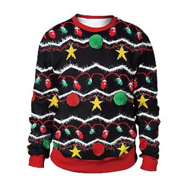 Fula Julkläder för Kvinnor Män Par Tryckt Rolig Tröja Xmas Party Toppar (XL E)