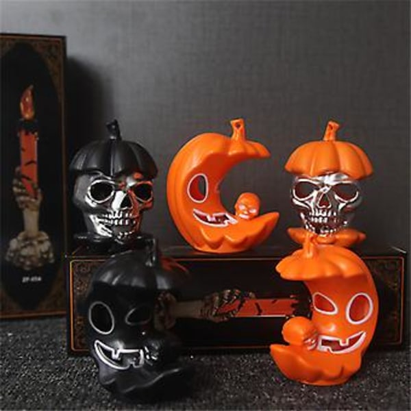 Halloween-kynttilävalot Aavefestivaalin Koriste-esineet Kauhu Kallo Värikäs Kurpitsa Led-valot (Kuu)
