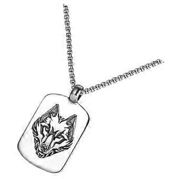 Halsband med Vargskalle i Titanstål, Punkstil, Herrhalsband, Tröjkedja, Herrgåva