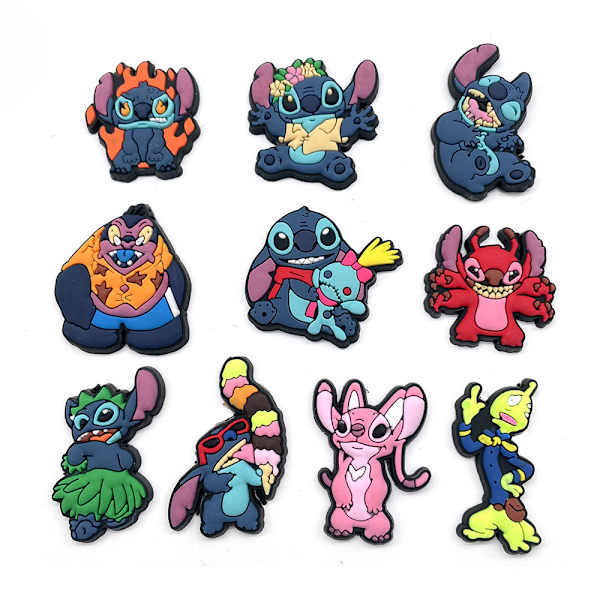 10 stycken 3D-tofflor prydnader (tecknad monster), skocharm,