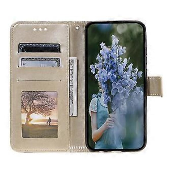 För Xiaomi Redmi A3/Poco C61 4G Fodral Mandala Blomma Präglat Stöttåligt Läder Plånboksfodral (Guld)
