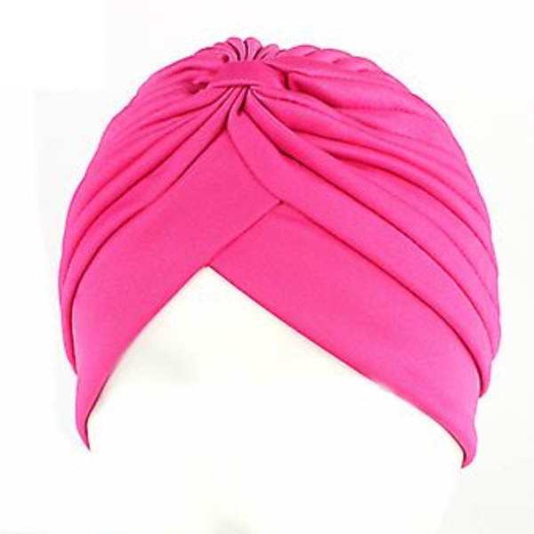 Womens Plain Turban Hat Head Wrap Chemo Beanie Cap Headwear( Rose Red)