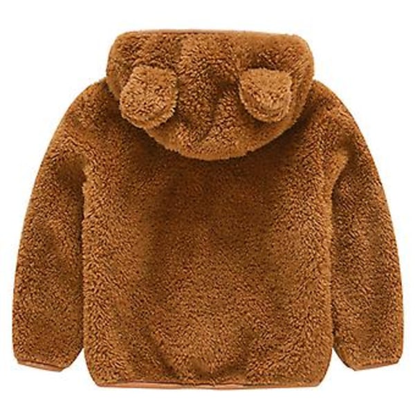 2-6 År Børn Teddybjørn Blød Fleece Hættejakke Varmt Lynlåsjakke Yderbeklædning (5-6 År Brun)
