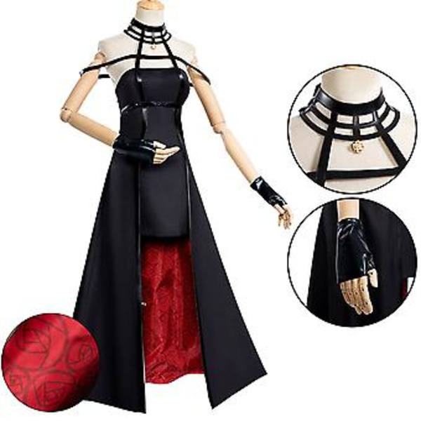 Naisten Anime Spyfamily Yor Forger Cosplay-asu Cosplay-mekkoasu Halloween-juhliin Comic-coniin Täysi setti (S)